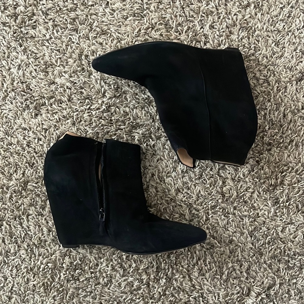 Cole Haan Black Suede Wedge Ankle boot